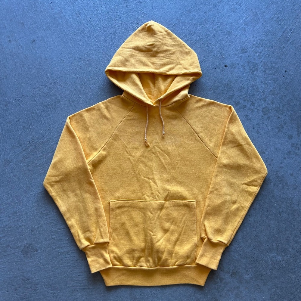 Vintage 70s Healthknit Blank Sweatshirt Size Small Yellow Hoodie USA Made